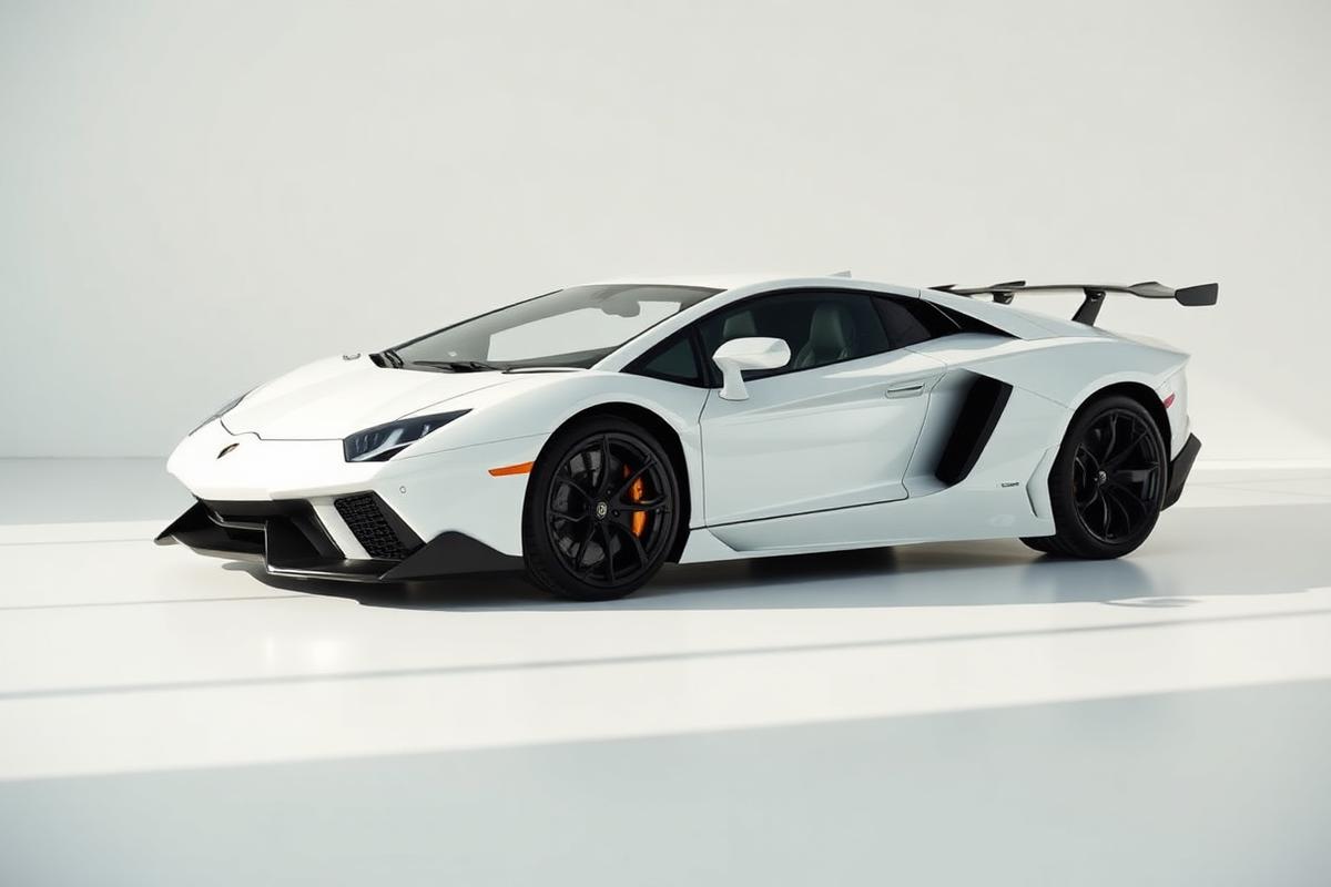 Superdeportivo blanco en estudio minimalista